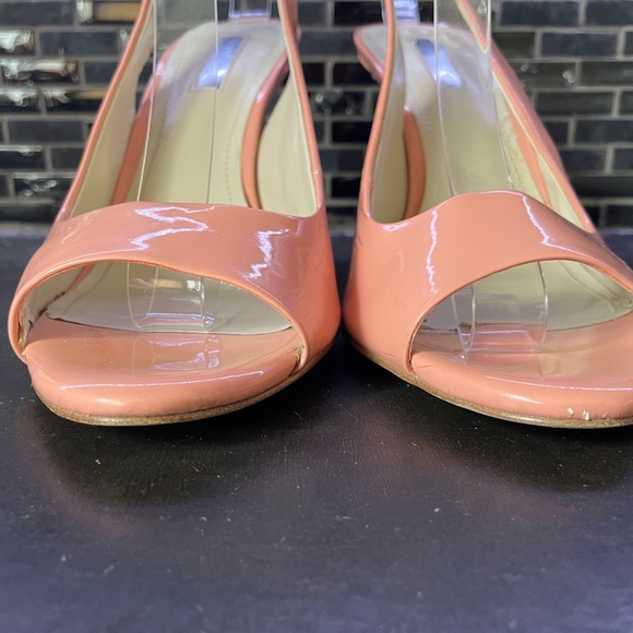 BCBGeneration Pink Peep Toe Slingback Patent Leather Heels - Picture 5 of 9
